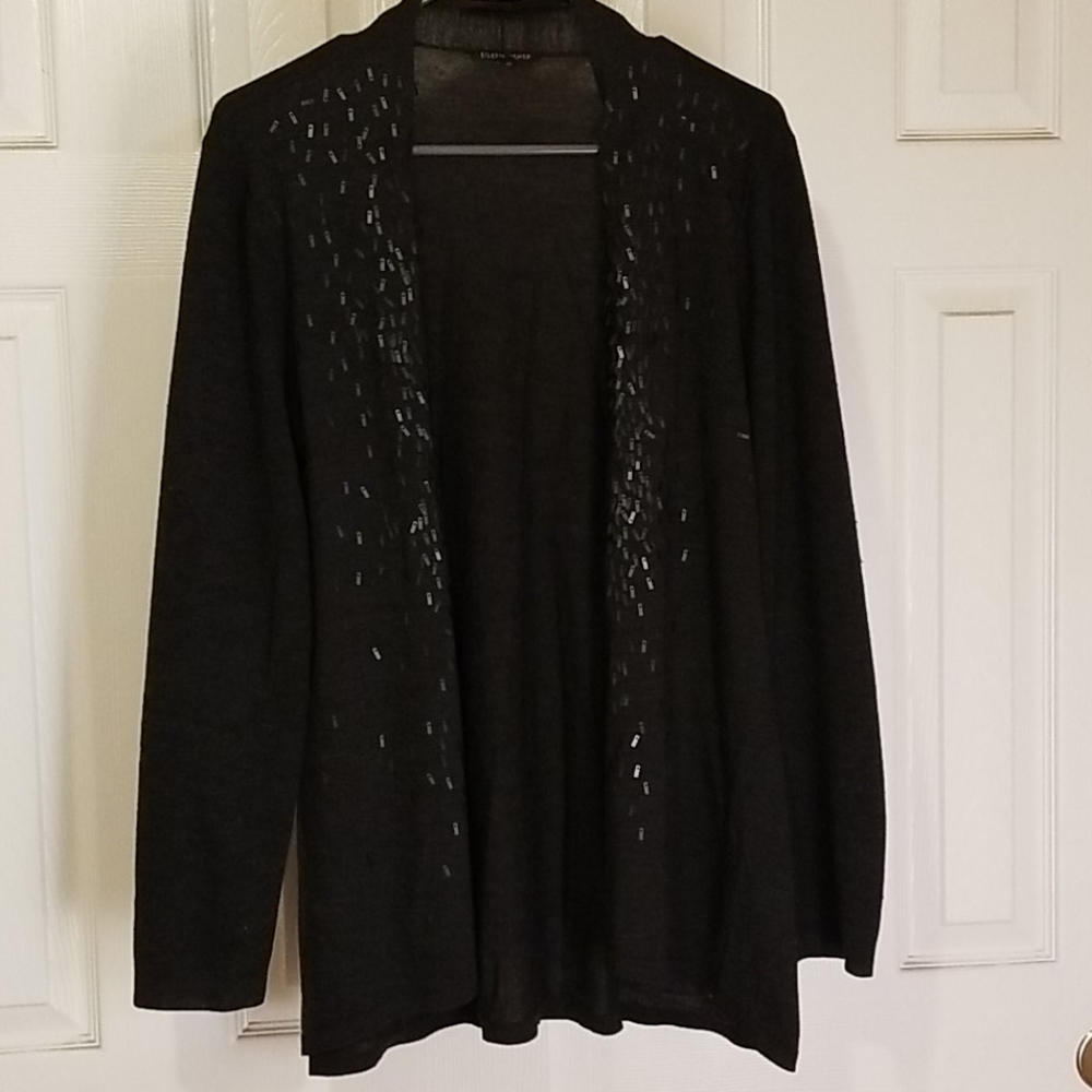 Eileen Fisher Beaded Cashmere Cardigan - L